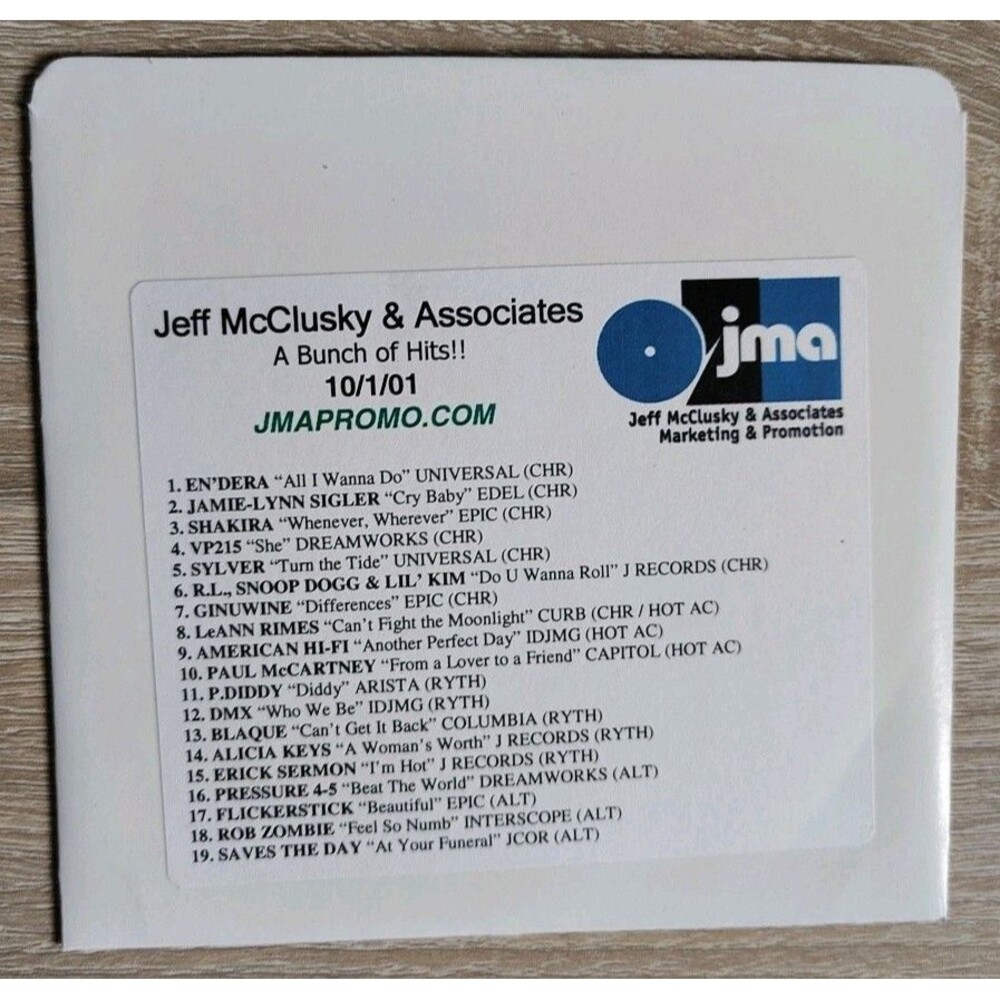 Rare 2001 Radio Promo CD Sampler Jeff McClusky JMA Alicia Keys Shakira DMX...